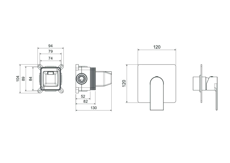 Смеситель для душа (внешняя и скрытая часть) Aquatek AQ1466CR ЛИРА