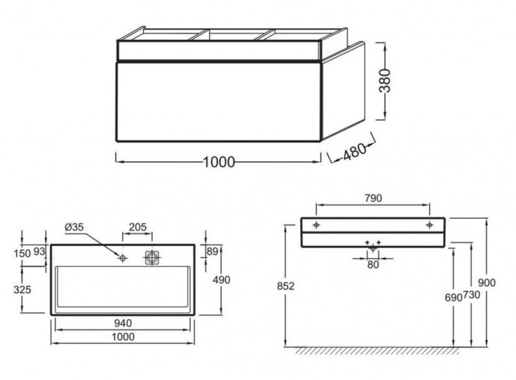 Тумба под раковину Jacob Delafon Terrace 100 подвесная