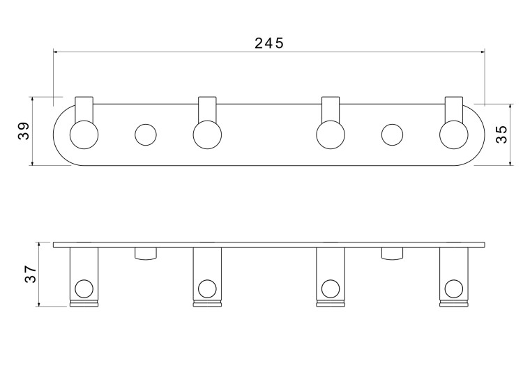 Планка с 4 крючками Aquatek матовый черный AQ4123MB Европа