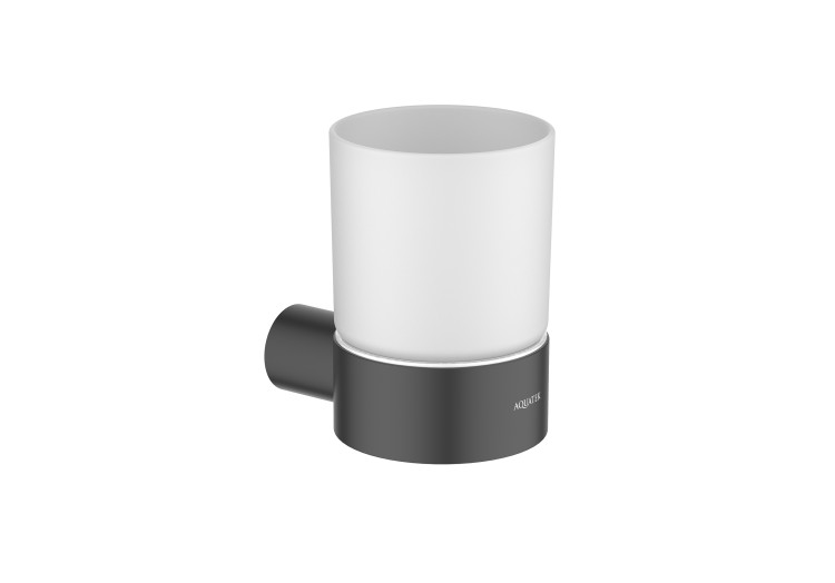 Стакан с держателем Aquatek матовый черный AQ4404MB Лира