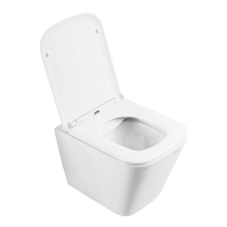 Унитаз подвесной безободковый, с сиденьем дюропласт soft close Cezares BB520CHR/SC