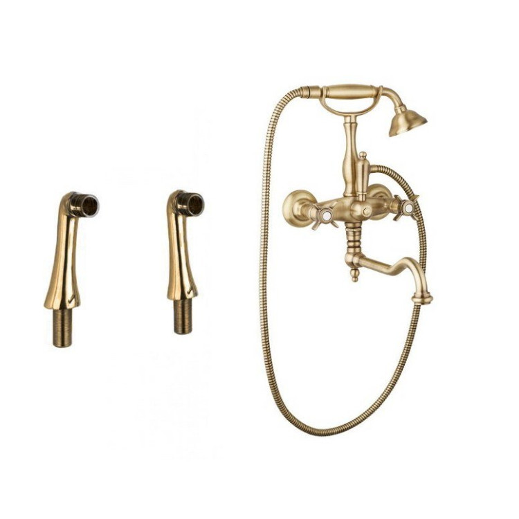 Смеситель на борт ванны с поворотным изливом и ручным душем Cezares LORD-PBV2-02-M