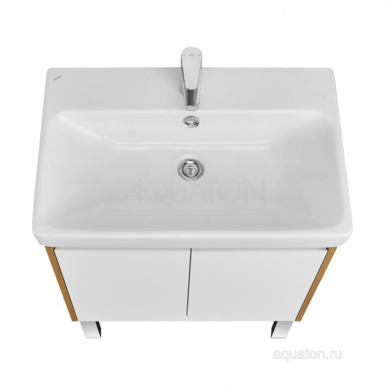 Тумба под раковину AQUATON Сканди Doors 70 белый глянец, дуб рустикальный, 1A278901SDZ90