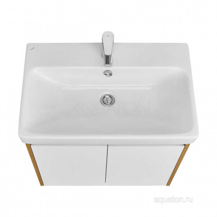 Тумба под раковину AQUATON Сканди Doors 70 белый глянец, дуб рустикальный, 1A278901SDZ90