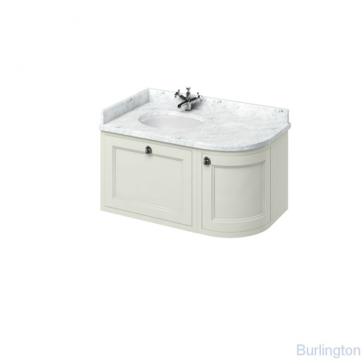 Тумба со столешницей 100 см, угловая левосторонняя, цвет песочный [FW5S + BC98L]