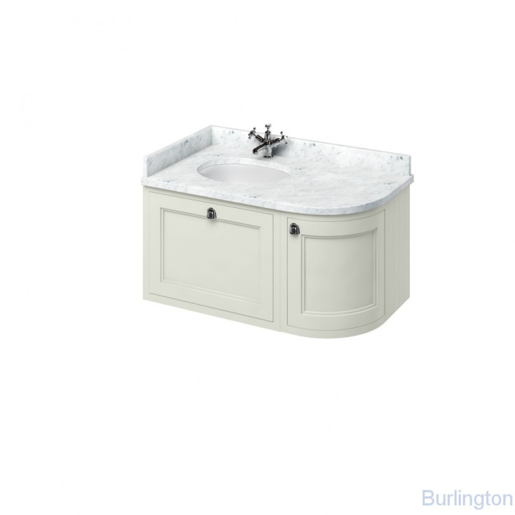 Тумба со столешницей 100 см, угловая левосторонняя, цвет песочный [FW5S + BC98L]