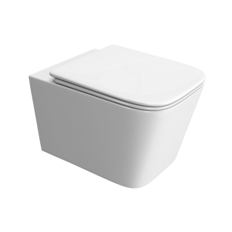 Унитаз подвесной безободковый с сиденьем и смывом TORNADO Cezares BB5171CH-TOR/SC