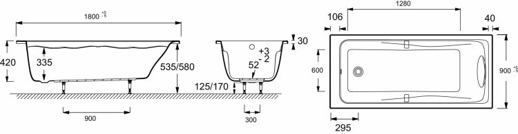 Ванна 180 х 90 см Jacob Delafon ODEON UP E6058-00