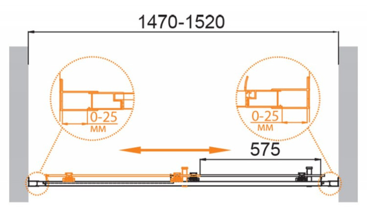 Душевая дверь в нишу MOLVENO-BF-1 Cezares MOLVENO-BF-1-120-P-BORO