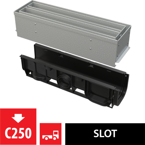 Щелевой дренажный канал с симметричной сервисной надставкой 100 мм, оцинкованная сталь Alcadrain AVZ101S-R123R