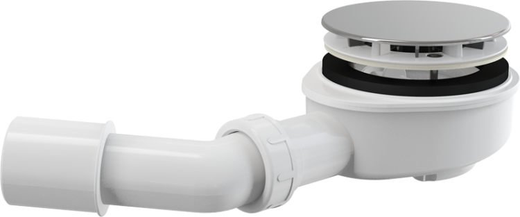 Сниженный сифон для толстостенного душевого поддона, хром Alcadrain A492CR