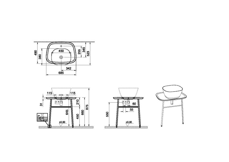 Столешница Plural 70 см, пристенная, низкая, матовый белый