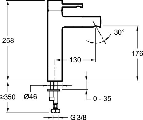 Высокий однорычажный смеситель для раковины без донного клапана Jacob Delafon CUFF E98299-CP