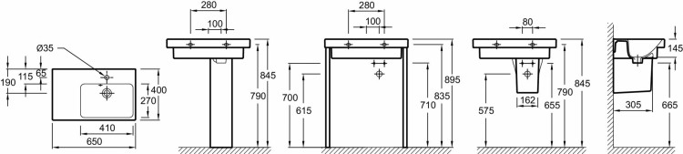 Раковина-столешница 65 см, раковина справа Jacob Delafon ODEON UPE4758G-00