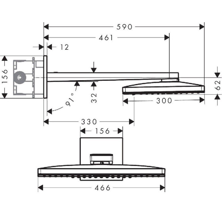 Верхний душ Hansgrohe Rainmarket Select 460 3jet 24007400