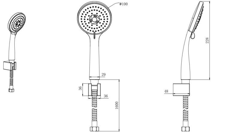 Душевой набор Aquatek, матовый черный AQ2010MB