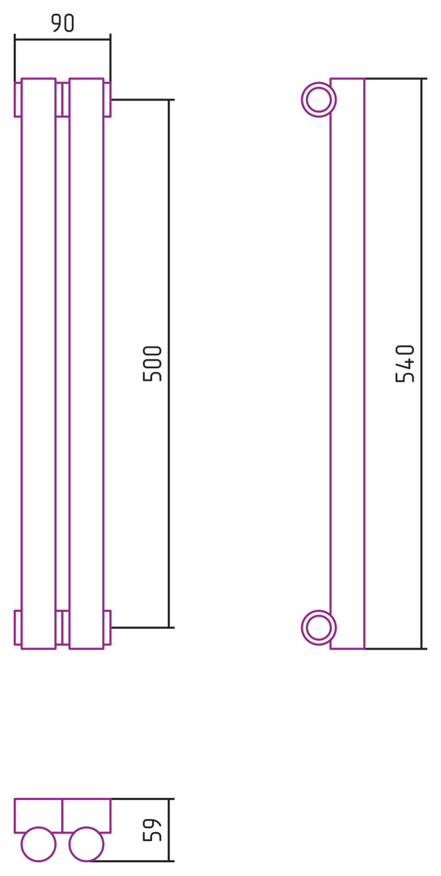 Отопительный радиатор Сунержа Эстет-1 500х90 2 секции Золото