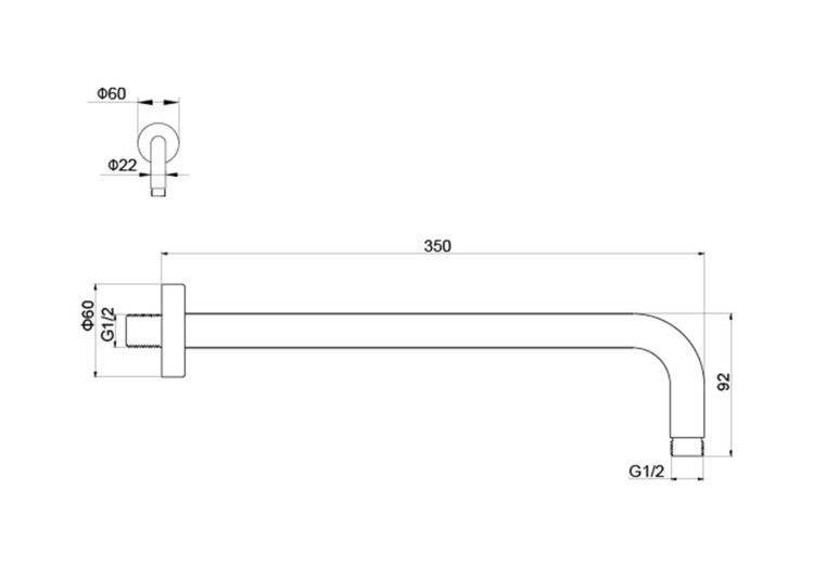 Держатель верхнего душа настенный 350 мм Aquatek, матовый черный AQ2174MB