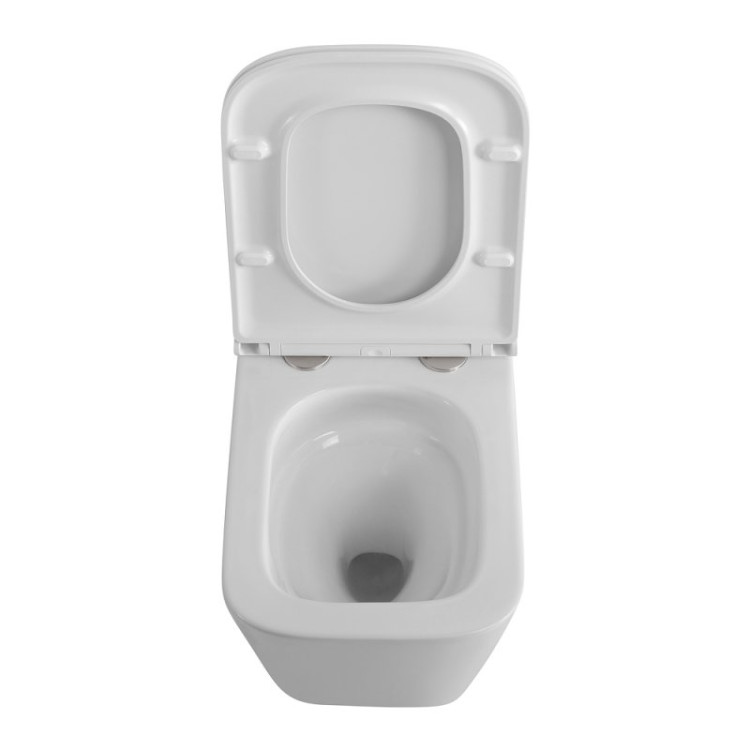 Унитаз подвесной безободковый со смывом Торнадо, с сиденьем дюропласт soft close Cezares BB520CH-TOR/SC