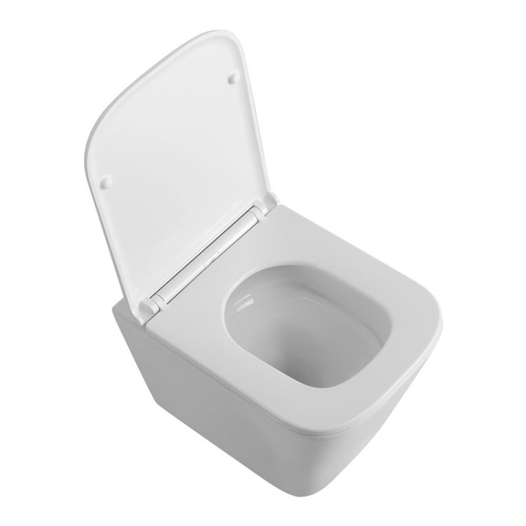 Унитаз подвесной безободковый со смывом Торнадо, с сиденьем дюропласт soft close Cezares BB520CH-TOR/SC