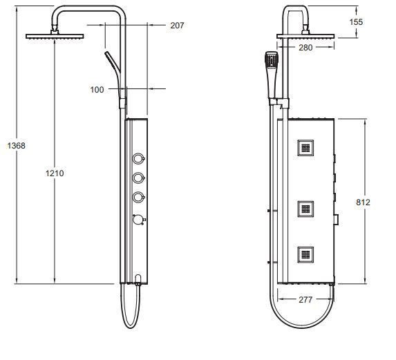 Душевая панель Jacob Delafon Water Tiles Tower E3872-185
