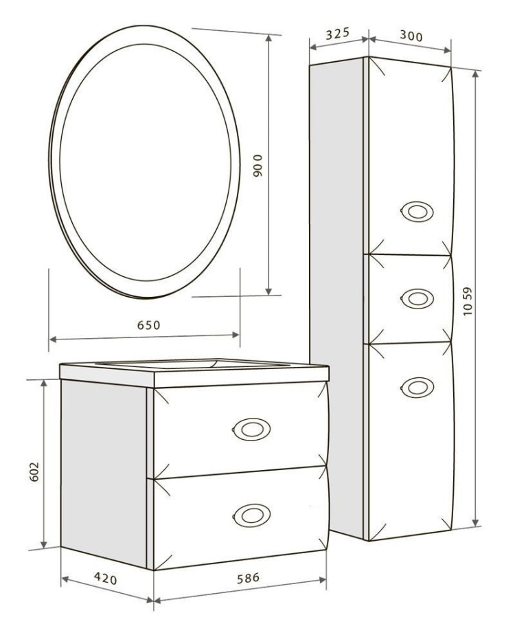 Шкаф пенал 1MarKa Ovale 30 подвесной