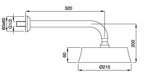 Излив для душа 30 см с верхним душем D21,7 см, круглое сечение Cezares CZR-TDD1-01