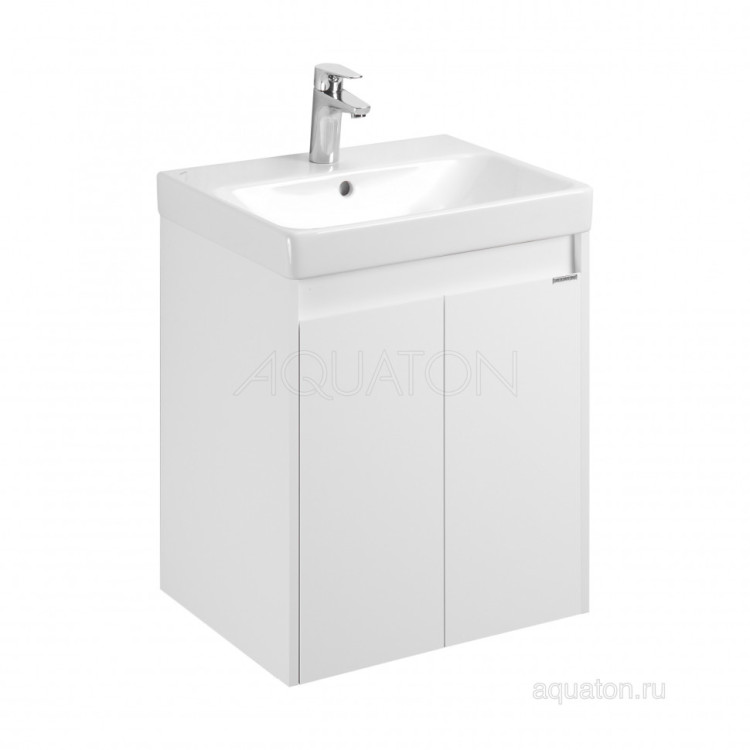 Тумба под раковину AQUATON Сканди Doors 55 белый глянец, белый матовый, 1A278801SD010