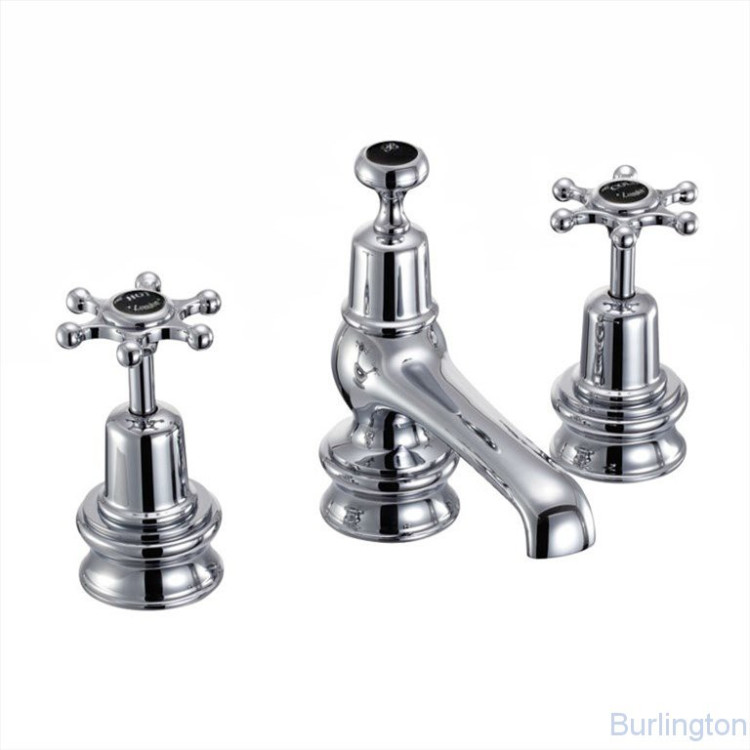 Смеситель для раковины на 3 отверстия Regent, с донным клапаном [BIR12 BLA]