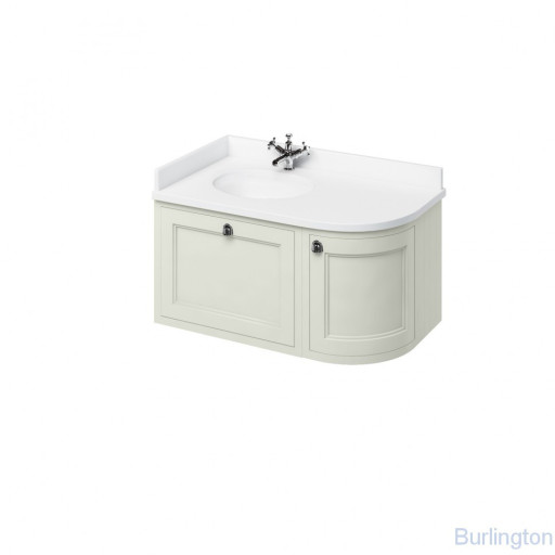 Тумба со столешницей 100 см, угловая левосторонняя, цвет песочный [FW5S + BW98L]