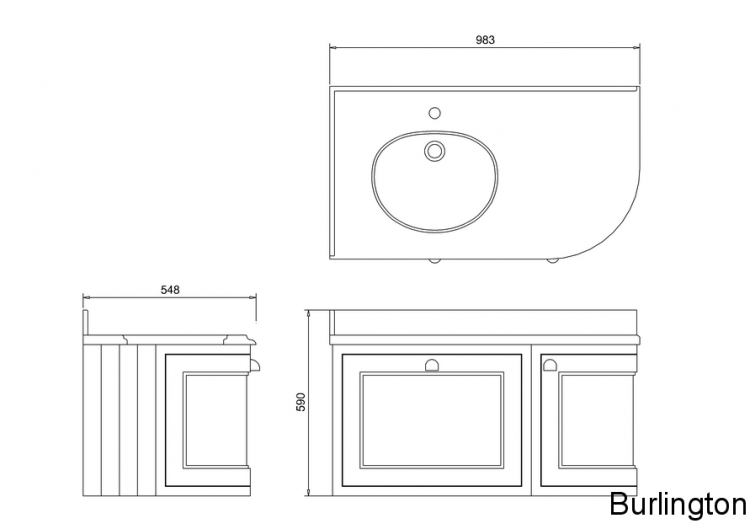 Тумба со столешницей 100 см, угловая левосторонняя, цвет песочный [FW5S + BW98L]