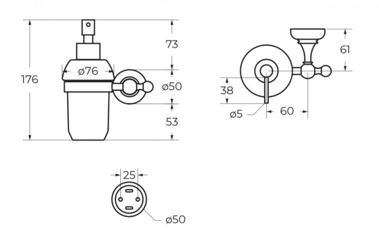 Диспенсер для мыла подвесной Cezares APHRODITE-SOIS-01-M