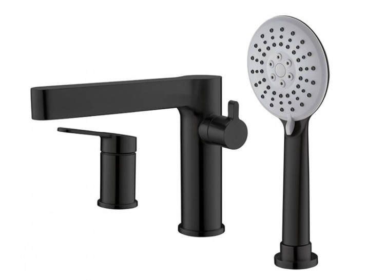 Смеситель на борт ванны с выдвижным 3-х позиционным ручным душем Cezares DEL-BVD3-BORO