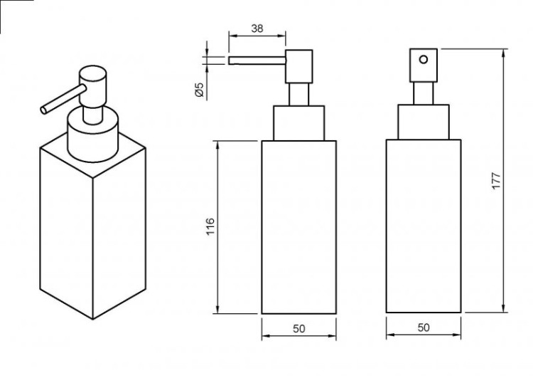 Диспенсер для мыла настольный, металл Cezares PRIZMA-SOIP-NOP