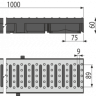 Дренажный канал 60 мм с пластиковой рамой и оцинкованной решеткой «C» профиль A15 Alcadrain AVZ112-R102