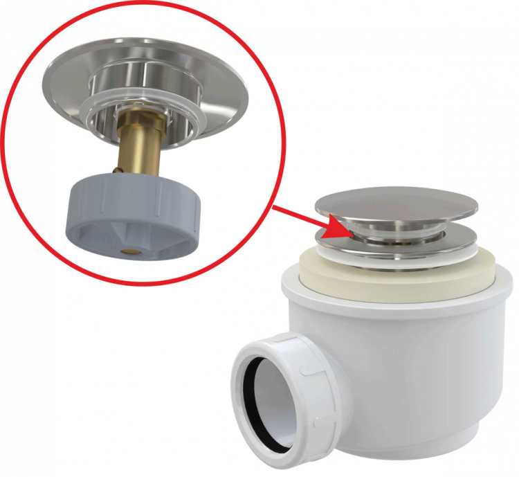 Сифон для душевого поддона CLICK/CLACK, металл Alcadrain A465C-50