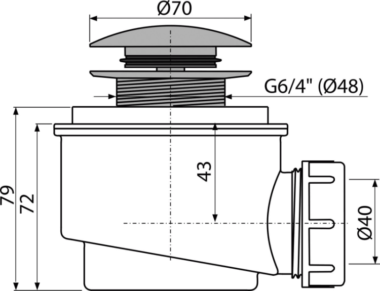 Сифон для душевого поддона CLICK/CLACK, металл Alcadrain A465C-50