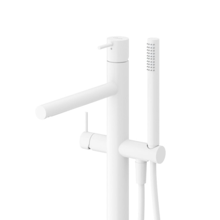 Напольный смеситель для ванны и душа, однорычажный с ручным душем с тонкой ручкой Cezares LEAF-VDP-L-BIO