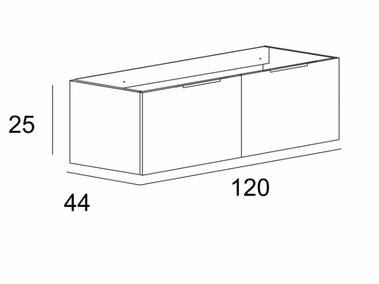Тумба подвесная под раковину с двумя выдвижными ящиками и двойным внутренним ящиком Cezares 55410