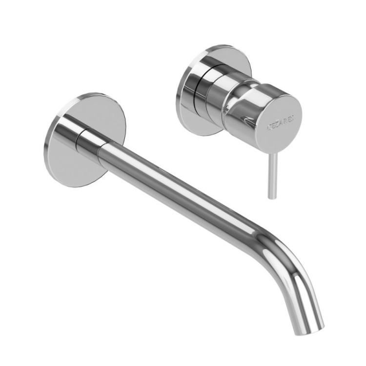 Смеситель для раковины встраиваемый однорычажный с тонкой ручкой, на два отверстия Cezares LEAF-BLI2-L-01-W0