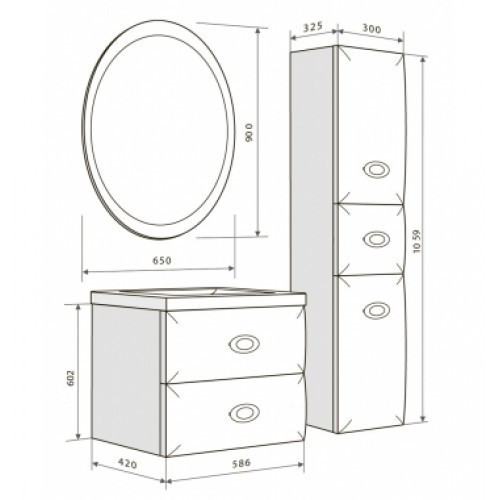 Тумба под раковину 1MarKa Ovale 70 подвесная
