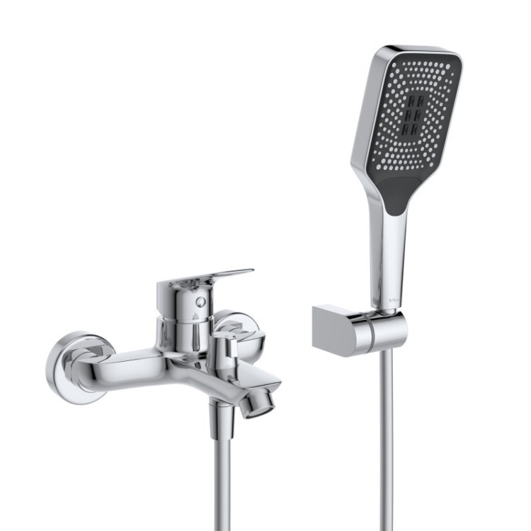 Смеситель для ванны и душа в комплекте с ручным душем, шлангом и держателем Cezares DUE-VASM-CRM