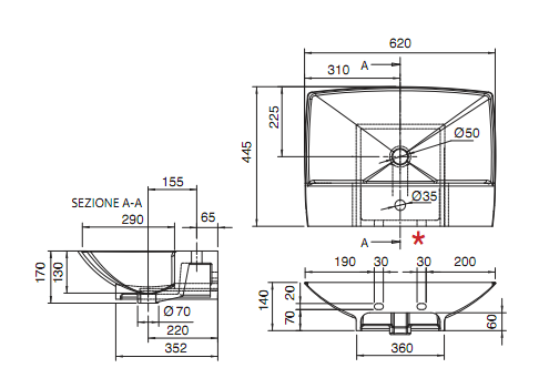 Раковина Scarabeo Thin-Line 8046R