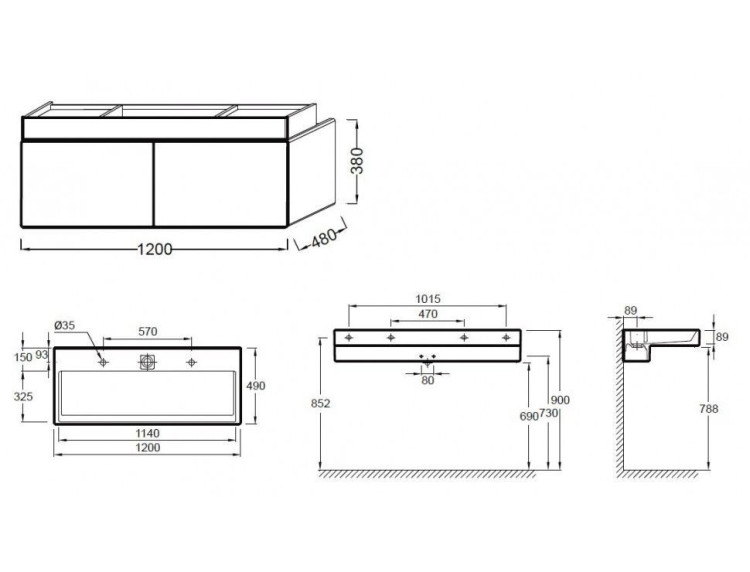 Тумба под раковину Jacob Delafon Terrace 120 подвесная