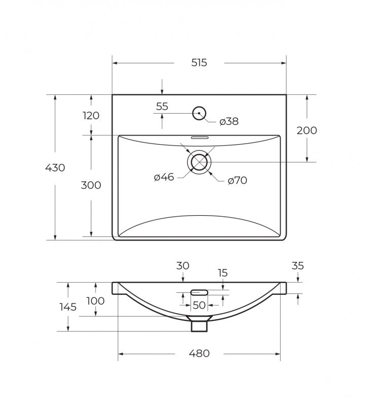 Керамическая раковина 610x430x145 BelBagno BB-8076-3-60