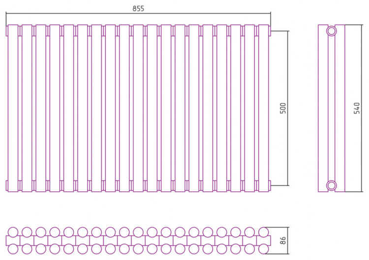 Отопительный радиатор Сунержа Эстет-11 500х855 19 секций Тёмный титан муар