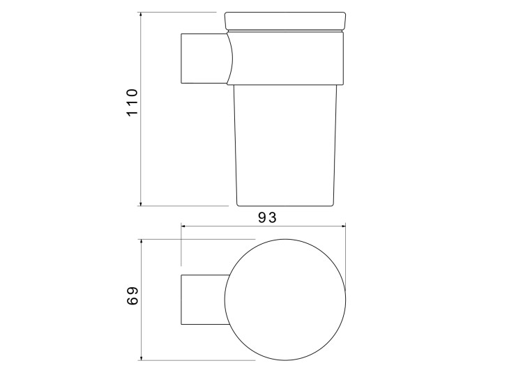 Стакан с держателем Aquatek матовый черный AQ4427MB Лира