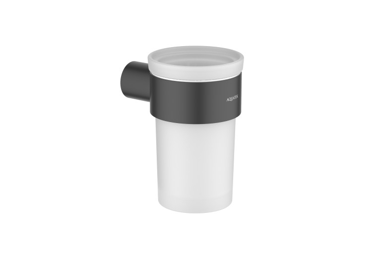 Стакан с держателем Aquatek матовый черный AQ4427MB Лира