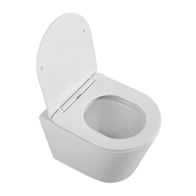 Унитаз подвесной безободковый с сиденьем дюропласт soft close Cezares BB053CHR/SC