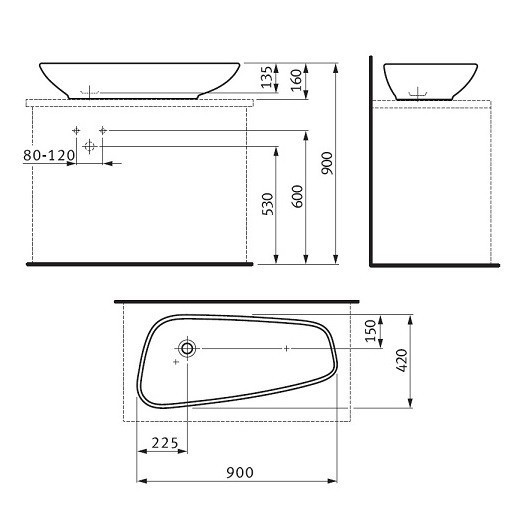 Раковина-чаша Laufen Palomba 92 8.1680.1